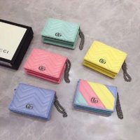 Gucci GG Unisex GG Marmont Card Case Wallet Matelassé Chevron