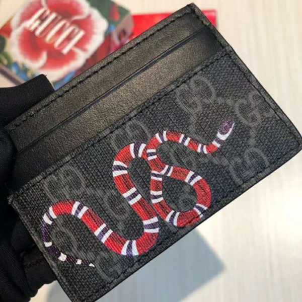 Gucci GG Unisex Kingsnake Print GG Supreme Card Case-Black (6)