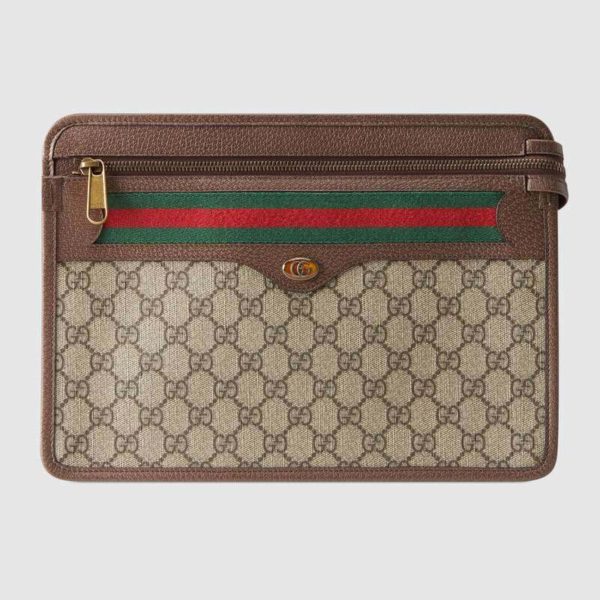 Gucci GG Unisex Ophidia GG Pouch BeigeEbony GG Supreme Canvas