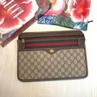 Gucci GG Unisex Ophidia GG Pouch BeigeEbony GG Supreme Canvas