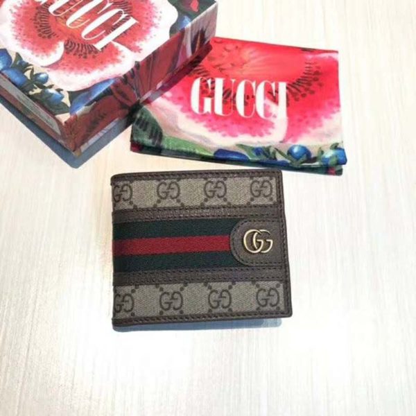 Gucci GG Unisex Ophidia GG Wallet BeigeEbony GG Supreme Canvas (2)