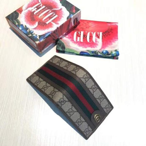 Gucci GG Unisex Ophidia GG Wallet BeigeEbony GG Supreme Canvas (8)