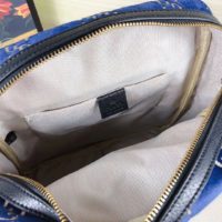 Gucci GG Unisex Small GG Velvet Backpack Blue Beige GG Velvet