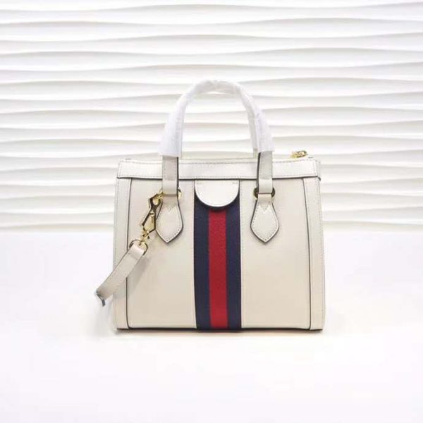 Gucci GG Women Ophidia Small GG Tote Bag White Leather (5)