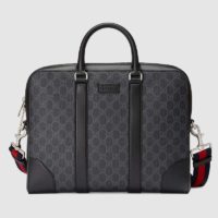 Gucci Unisex GG Black Briefcase BlackGrey GG Supreme Canvas