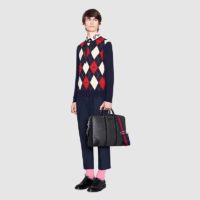 Gucci Unisex GG Black Briefcase BlackGrey GG Supreme Canvas