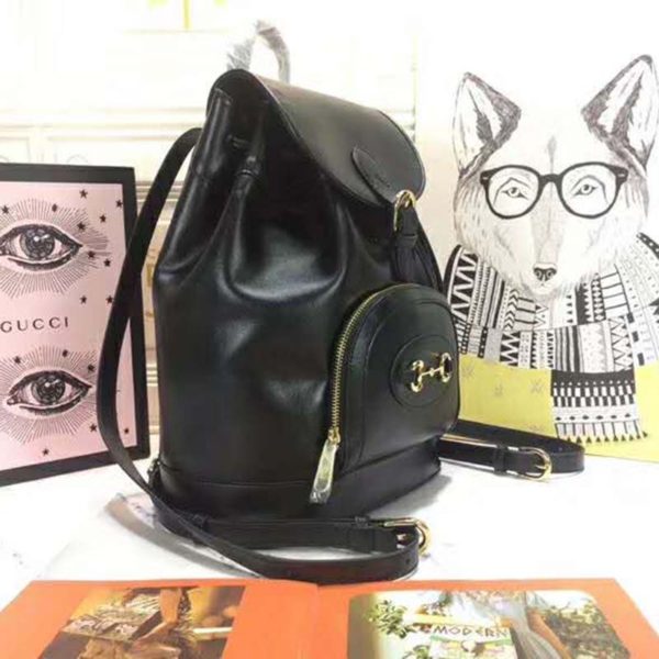 Gucci Women GG Gucci Horsebit 1955 Backpack in Black Leather (3)