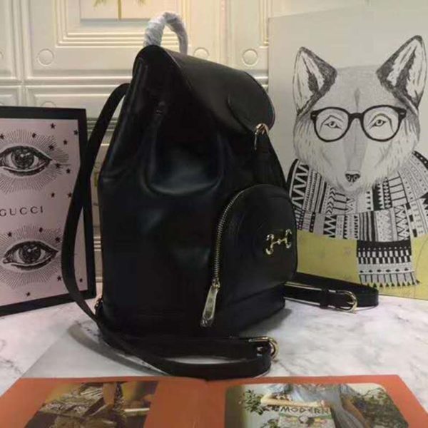 Gucci Women GG Gucci Horsebit 1955 Backpack in Black Leather (4)