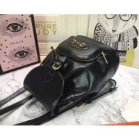 Gucci Women GG Gucci Horsebit 1955 Backpack in Black Leather