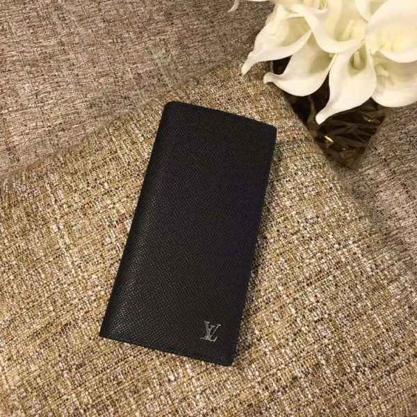 Louis Vuitton LV Unisex Brazza Wallet Taiga Cowhide Leather-Black (2)