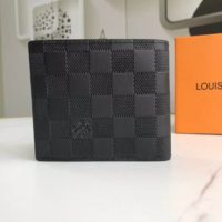 Louis Vuitton LV Unisex Marco Wallet Supple Damier Infini Leather-Black