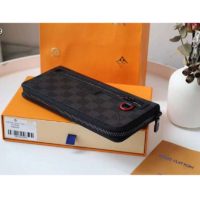 Louis Vuitton LV Unisex Utility Zippy Wallet Damier Graphite Canvas