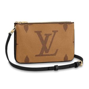 Louis Vuitton LV Women Double Zip Pochette Monogram Giant Reverse Canvas