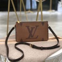 Louis Vuitton LV Women Double Zip Pochette Monogram Giant Reverse Canvas