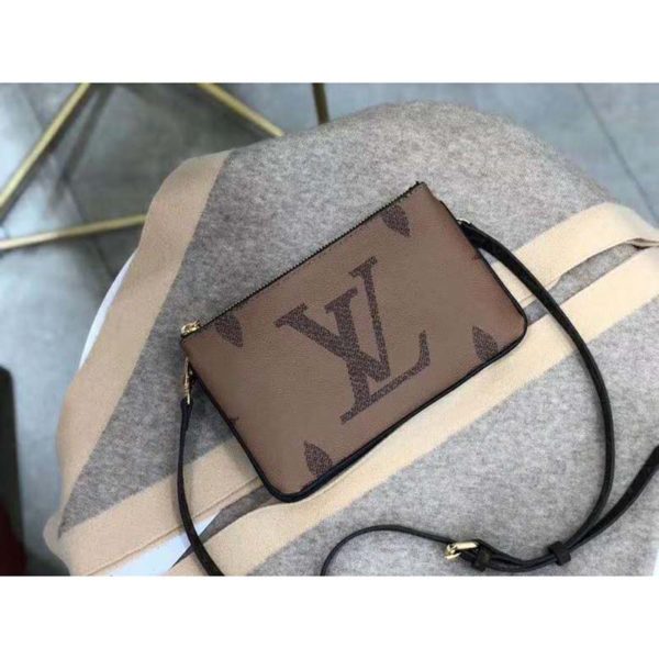 Louis Vuitton LV Women Double Zip Pochette Monogram Giant Reverse Canvas (8)