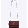 Saint Laurent YSL Medium Sunset Bag Calfskin Leather-Maroon