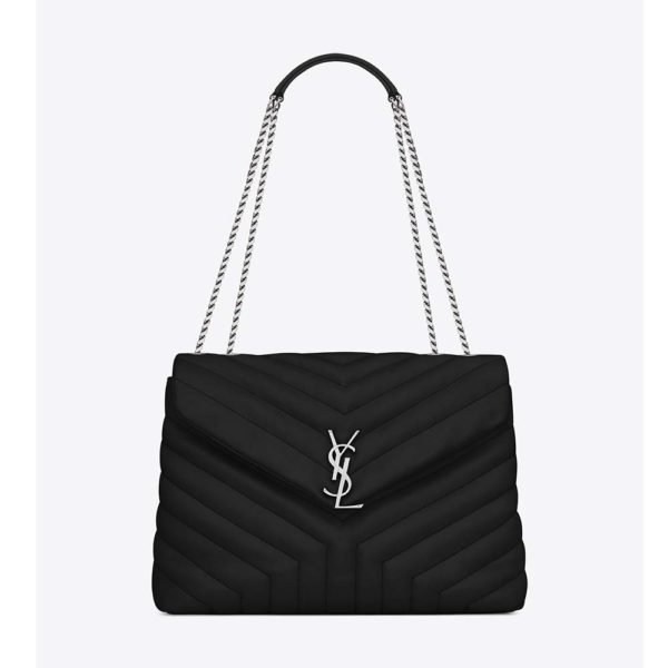 Saint Laurent YSL Women Loulou Medium Matelasse Y Leather-Black