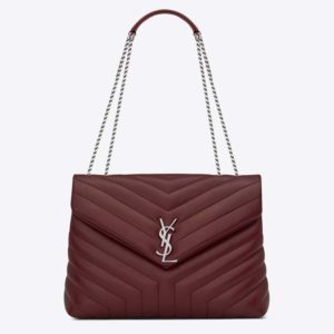 Saint Laurent YSL Women Loulou Medium Matelasse Y Leather-Maroon