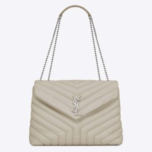 Saint Laurent YSL Women Loulou Medium Matelasse Y Leather-White