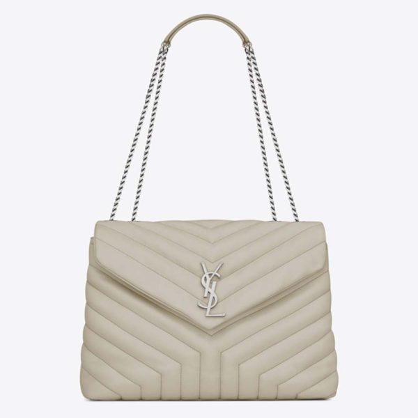 Saint Laurent YSL Women Loulou Medium Matelasse Y Leather-White