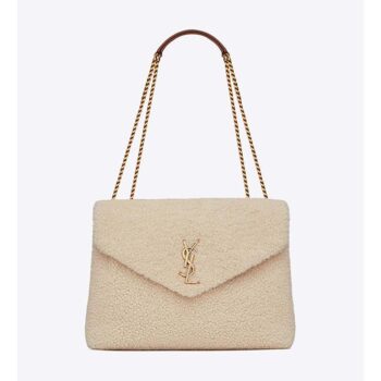 Saint Laurent YSL Women Loulou Medium in Shearling-White