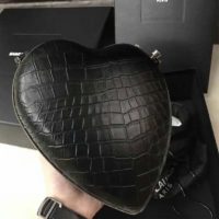 Saint Laurent YSL Women Love Box in Stamped Crocodile Leather-Black