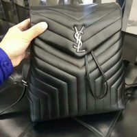 Saint Laurent YSL Women Medium Loulou Backpack Black Y Matelass