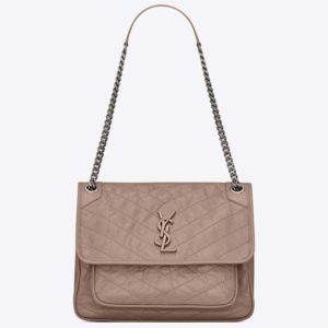 Saint Laurent YSL Women Medium Niki Bag Crinkled Vintage-Sandy