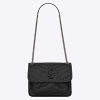 Saint Laurent YSL Women Niki Baby in Crinkled Vintage Leather Bag-Rose