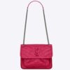 Saint Laurent YSL Women Niki Baby in Crinkled Vintage Leather Bag-Rose