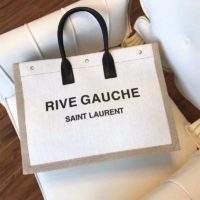 Saint Laurent YSL Women Rive Gauche Tote Bag Linen Leather