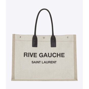 Saint Laurent YSL Women Rive Gauche Tote Bag Linen Leather