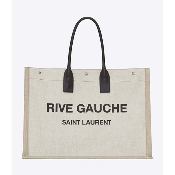 Saint Laurent YSL Women Rive Gauche Tote Bag Linen Leather