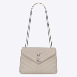 Saint Laurent YSL Women Small Loulou Bag Y Quilted Leather-White