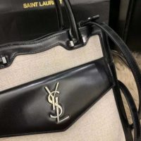 Saint Laurent YSL Women Small Uptown Tote in Linen Canvas