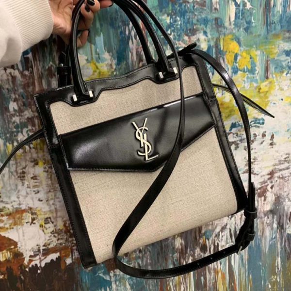 Saint Laurent YSL Women Small Uptown Tote in Linen Canvas (2)