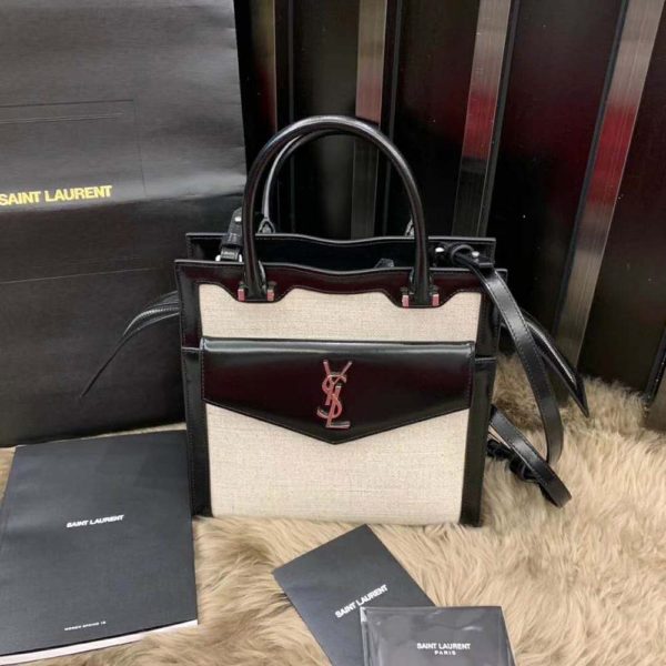 Saint Laurent YSL Women Small Uptown Tote in Linen Canvas (3)