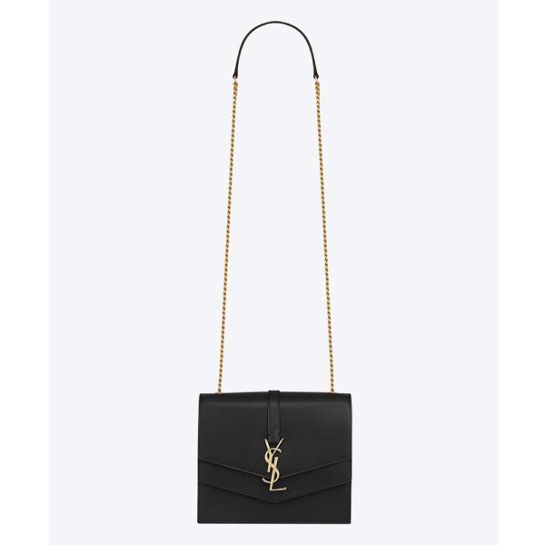 Saint Laurent YSL Women Sulpice Medium in Smooth Leather-Black