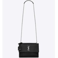 Saint Laurent YSL Women Sunset Medium Crocodile Embossed Shiny-Pink