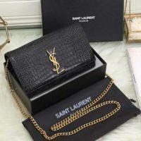 Saint Laurent YSL Women Sunset Medium Supple Crocodile Embossed Leather