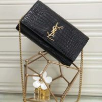 Saint Laurent YSL Women Sunset Medium Supple Crocodile Embossed Leather