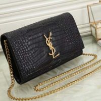 Saint Laurent YSL Women Sunset Medium Supple Crocodile Embossed Leather