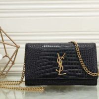 Saint Laurent YSL Women Sunset Medium Supple Crocodile Embossed Leather