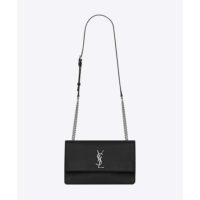 Saint Laurent YSL Women Sunset Medium in Grained Leather-Black