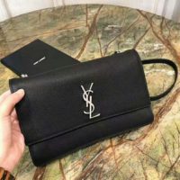 Saint Laurent YSL Women Sunset Medium in Grained Leather-Black