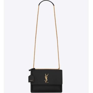 Saint Laurent YSL Women Sunset Medium in Smooth Leather-Black