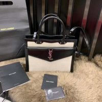 Saint Laurent YSL Women Uptown Large Tote in Linen Canvas