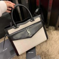 Saint Laurent YSL Women Uptown Large Tote in Linen Canvas