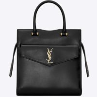 aint Laurent YSL Women Uptown Small Tote in Shiny Smooth Leather-White