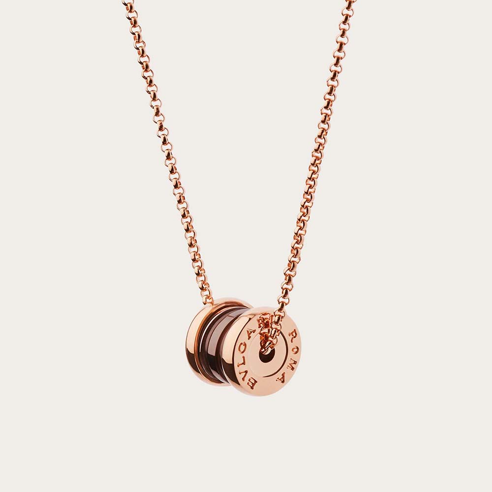 Bvlgari Women B.zero1 Necklace with 18 KT Rose Gold Chain and Pendant in 18 KT Rose Gold and Cermet